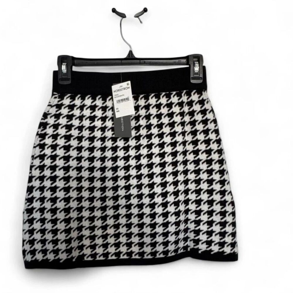 French Connection Houndstooth black & white MINI skirt Size XS